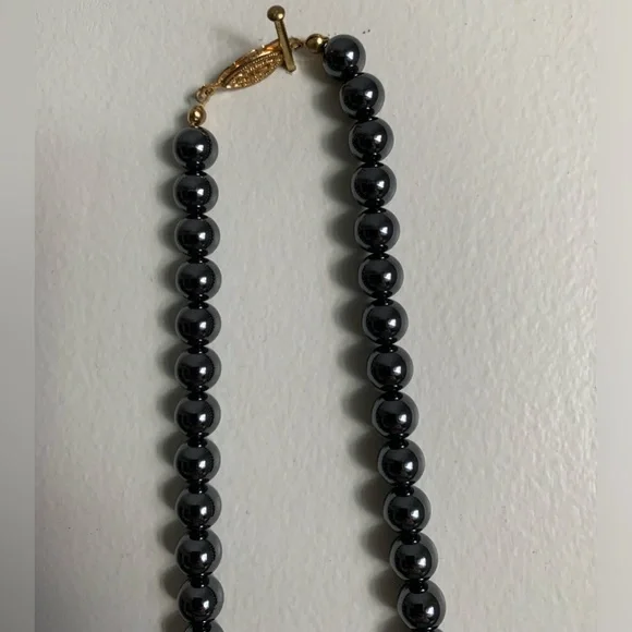 New vintage hematite rose quartz polished pearls beads necklace - Picture 10 of 11